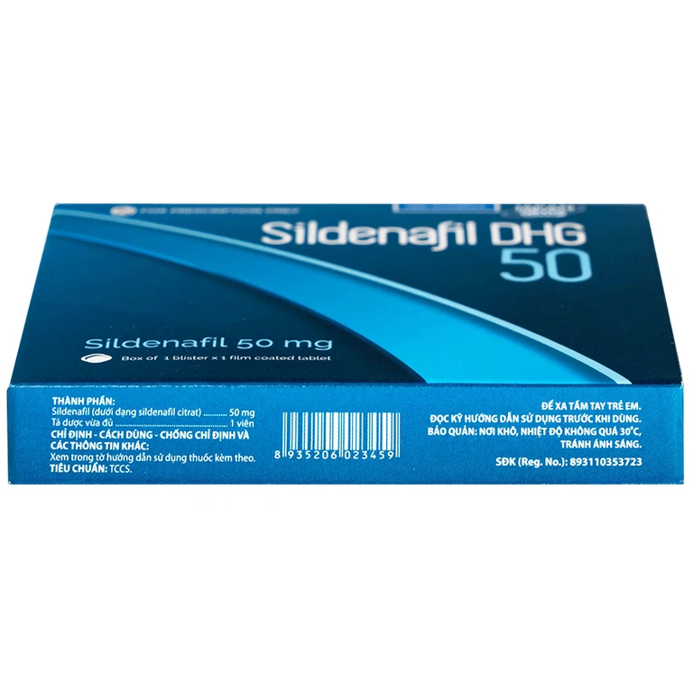 Thuốc Sildenafil 50 DHG điều trị các tình trạng rối loạn cương dương (1 vỉ x 1 viên)