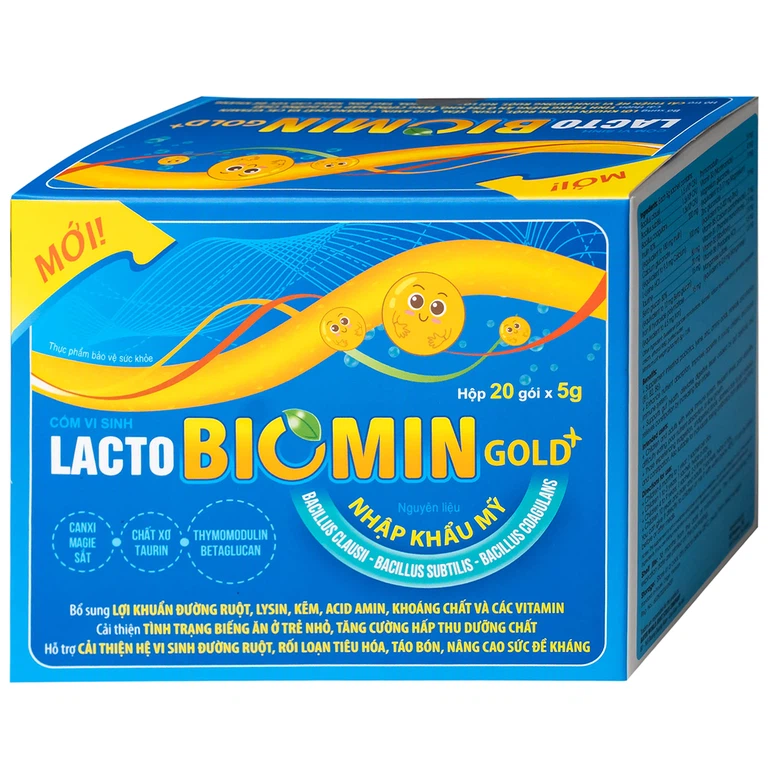 Cốm vi sinh bổ sung lợi khuẩn đường ruột Lacto Biomin Gold+ New Hdpharma (20 gói x 5g)