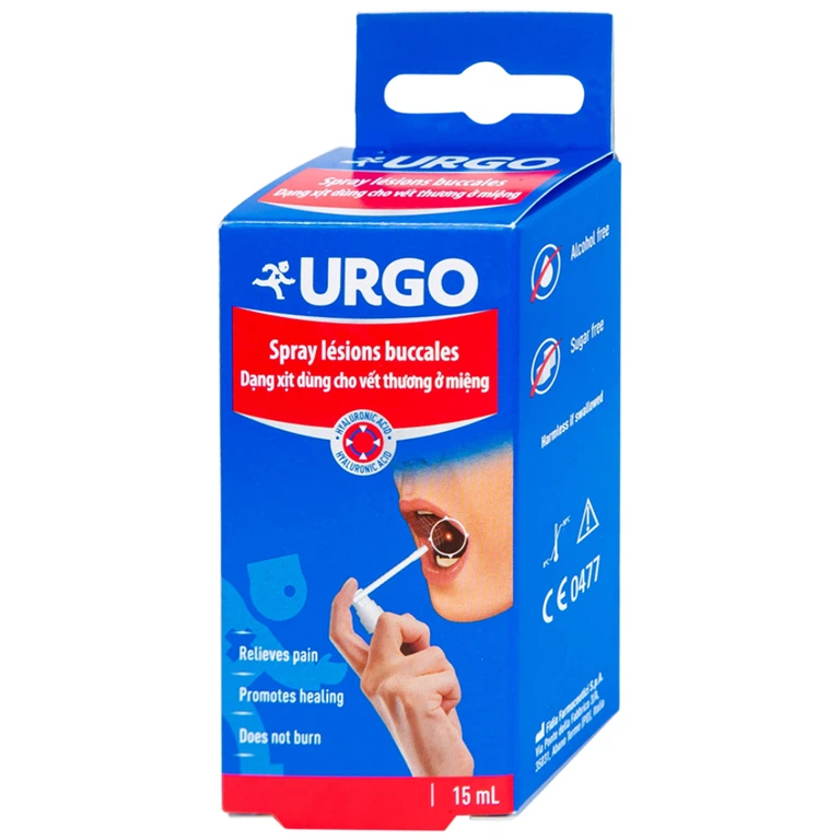 Chai xịt Urgo Spray Lesions Buccales 15ml dùng cho vết thương ở miệng