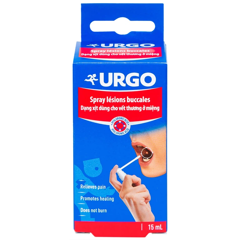 Chai xịt Urgo Spray Lesions Buccales 15ml dùng cho vết thương ở miệng
