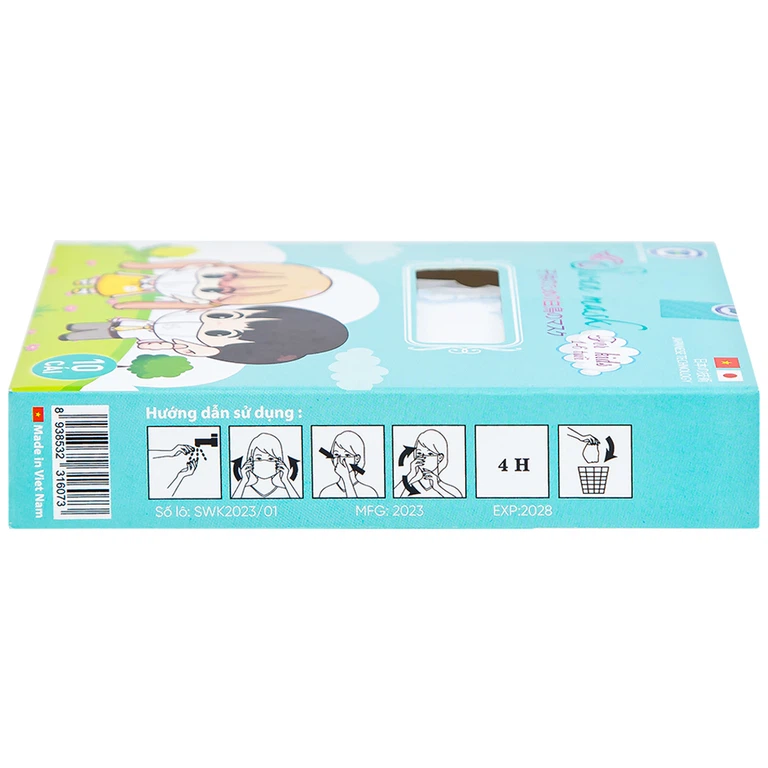 Khẩu trang 3D trẻ em quai vải Swan Mask ngăn giọt bắn, vi khuẩn, khói bụi (10 cái)