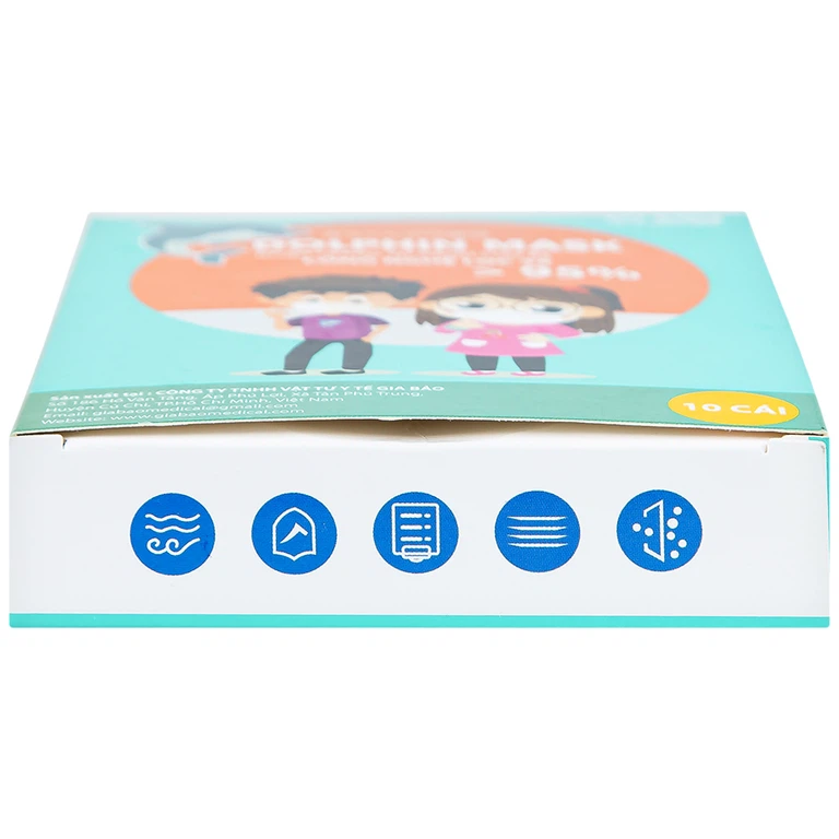 Khẩu trang 3D trẻ em Dolphin Mask 4 lớp ngăn giọt bắn, vi khuẩn, khói bụi (10 cái)