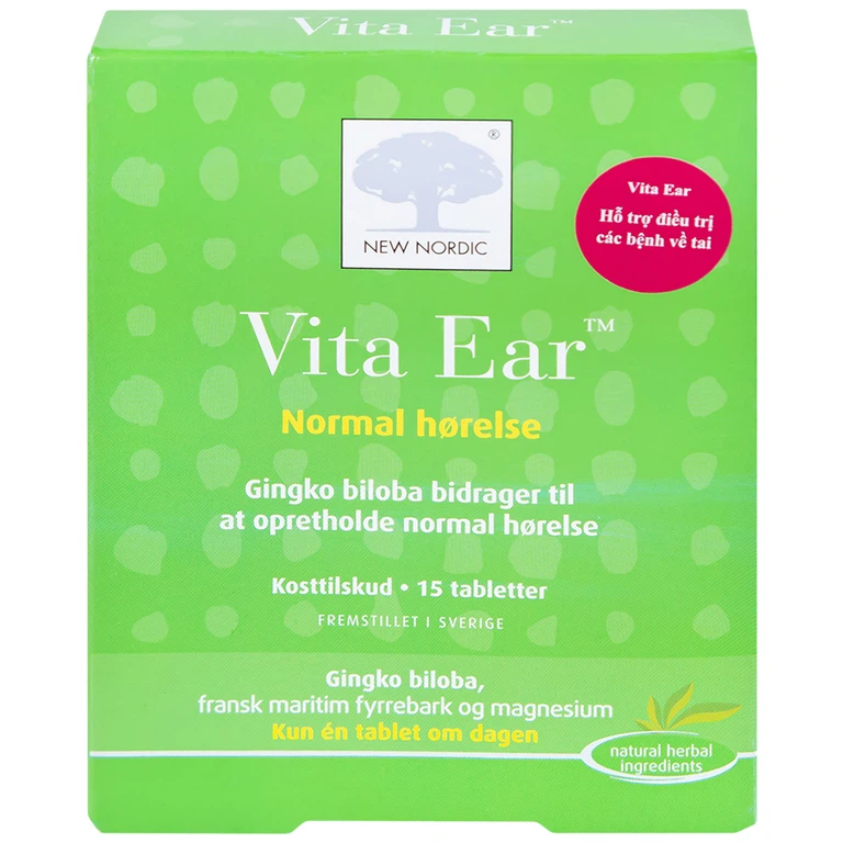 Viên uống Vita Ear New Nordic tăng cường tuần hoàn não, cải thiện lưu thông máu đến tai, giảm ù tai (15 viên)
