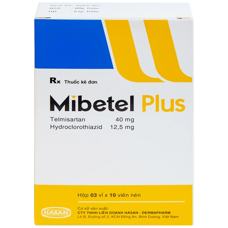 Viên nén Mibetel Plus Hasan điều trị tăng huyết áp vô căn (3 vỉ x 10 viên)