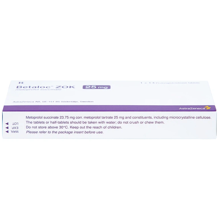 Thuốc Betaloc Zok 25mg AstraZeneca điều trị tăng huyết áp (1 vỉ x 14 viên)