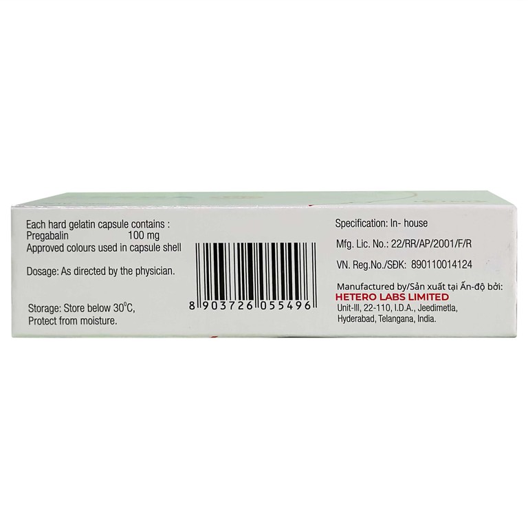 Thuốc Prega 100 Hetero điều trị bệnh đau dây thần kinh ngoại biên (3 vỉ x 10 viên) 