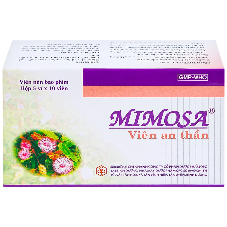 Viên an thần Mimosa OPC dùng cho trường hợp mất ngủ, suy nhược thần kinh (5 vỉ x 10 viên)
