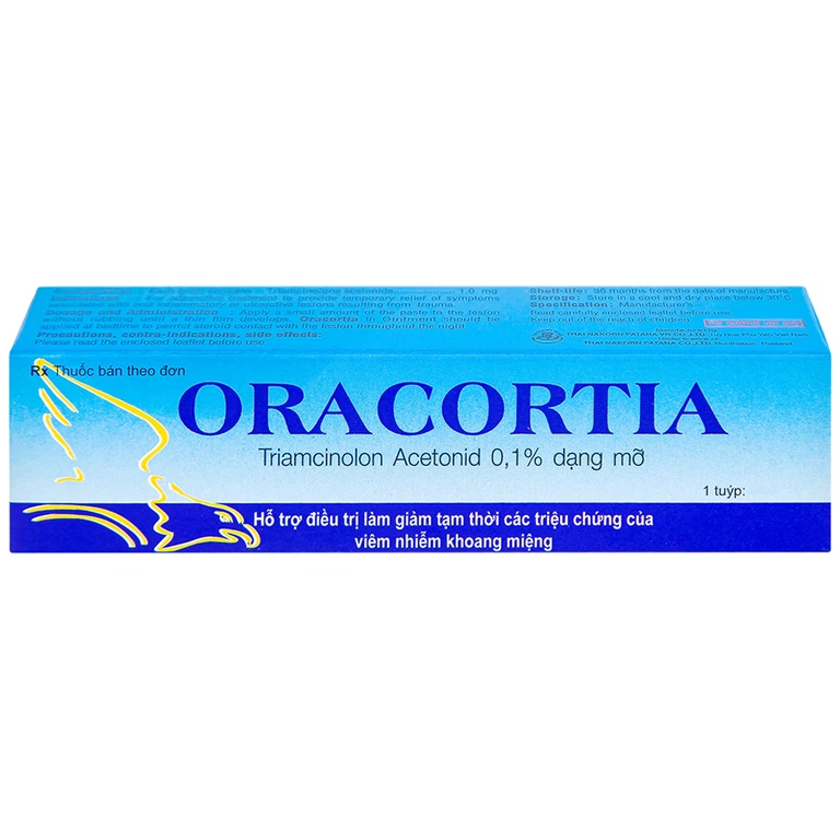 Thuốc mỡ Oracortia 0,1% Thai Nakorn Patana giảm triệu chứng viêm nhiễm khoang miệng, loét do chấn thương (5g) 