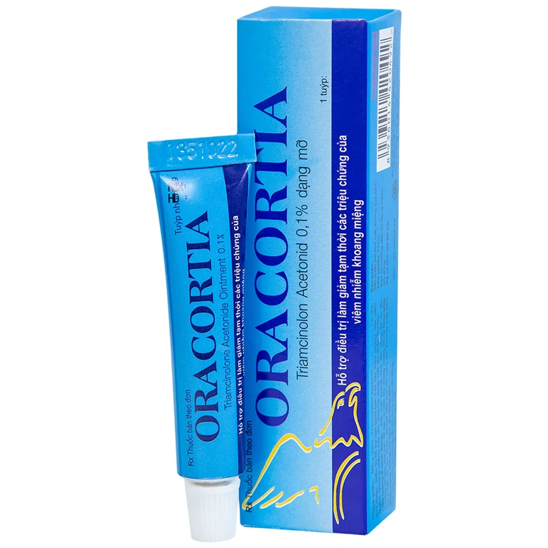 Thuốc mỡ Oracortia 0,1% Thai Nakorn Patana giảm triệu chứng viêm nhiễm khoang miệng, loét do chấn thương (5g) 