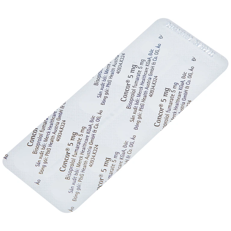 Thuốc Concor 5mg Merck điều trị tăng huyết áp, đau thắt ngực (3 vỉ x 10 viên)