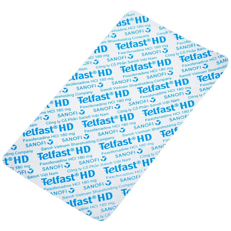Thuốc Telfast HD 180mg Sanofi điều trị viêm mũi dị ứng, mày đay (1 vỉ x 10 viên)