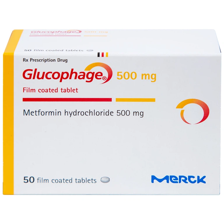 Thuốc Glucophage 500mg Merck điều trị đái tháo đường típ 2 (5 vỉ x 10 viên)