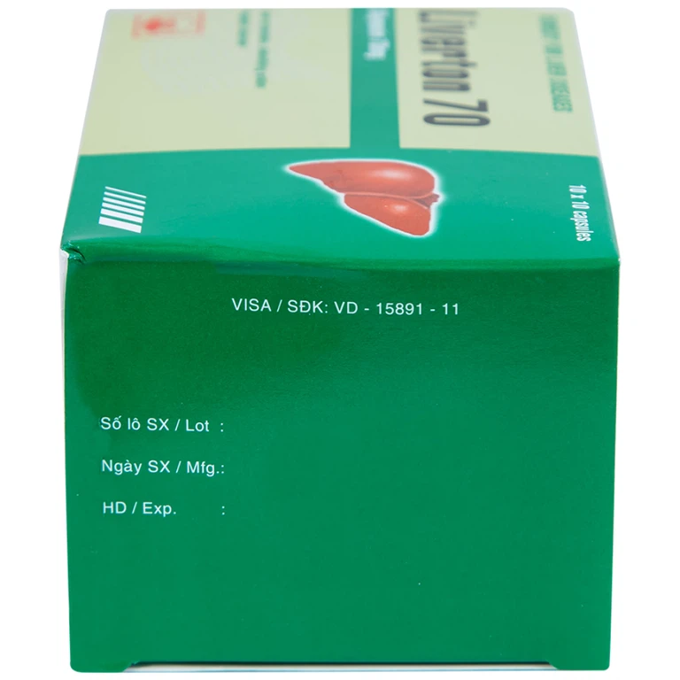 Viên nang cứng Liverton 70 Pymepharco điều trị bệnh gan, giải độc gan, rối loạn về gan (10 vỉ x 10 viên) 