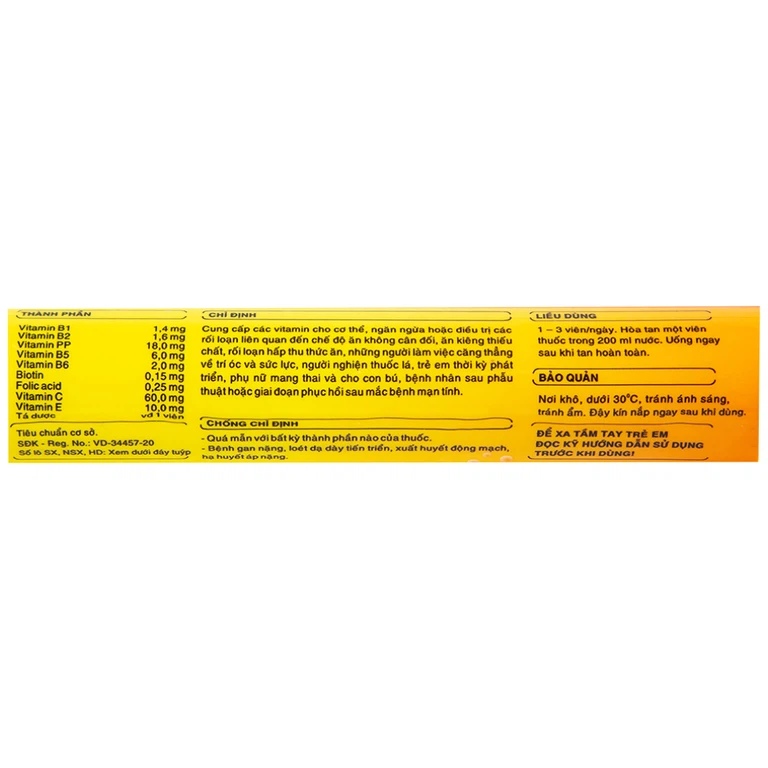 Viên sủi Hasanvit cung cấp các vitamin cho cơ thể (20 viên)