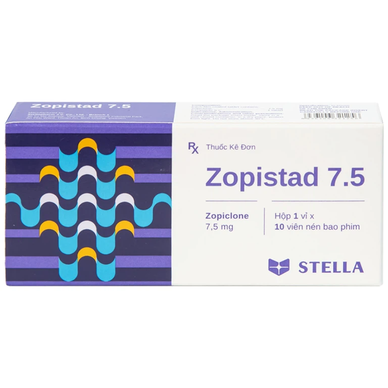 Thuốc Zopistad 7.5 Stella hỗ trợ điều trị ngắn hạn chứng mất ngủ (1 vỉ x 10 viên)