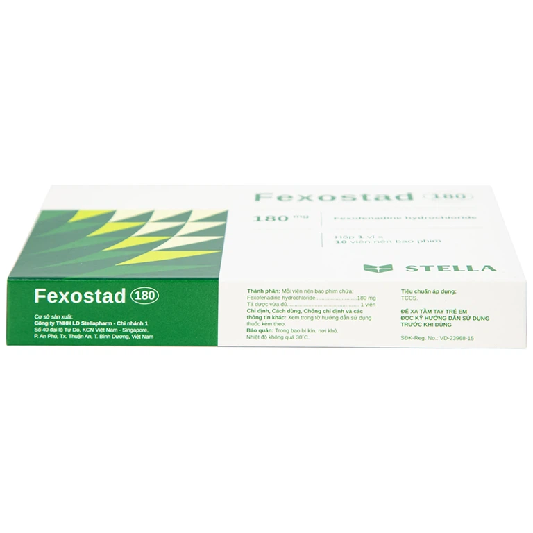 Thuốc Fexostad 180 Stella điều trị viêm mũi dị ứng theo mùa, mày đay vô căn mạn tính (10 viên)