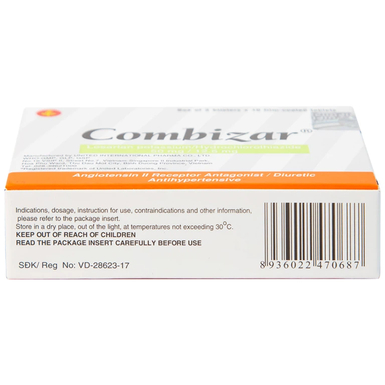 Thuốc Combizar United điều trị cao huyết áp (3 vỉ x 10 viên)