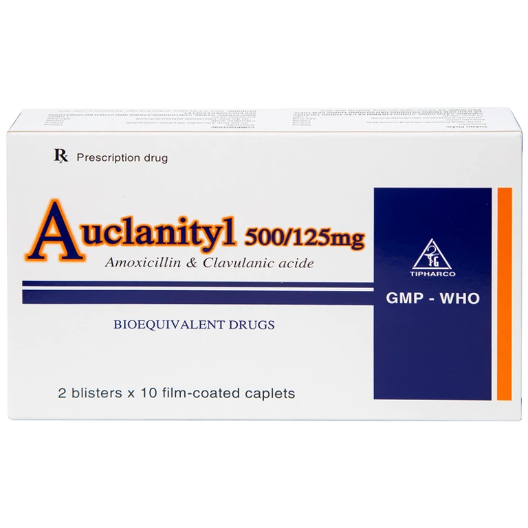 Thuốc Auclanityl 500/125mg Tipharco điều trị nhiễm khuẩn (2 vỉ x 10 viên)