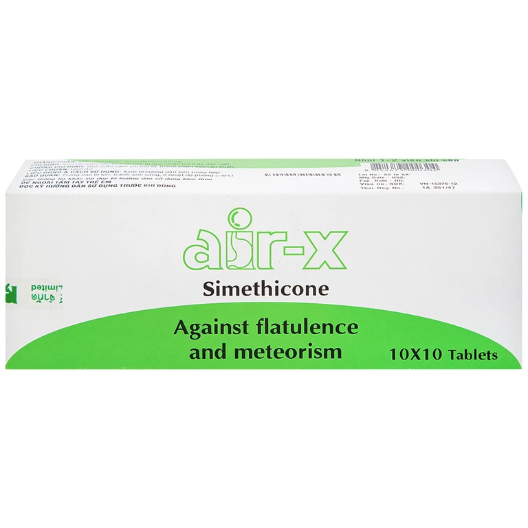 Viên nhai Air-X hương bạc hà chống đầy hơi và chướng bụng (10 vỉ x 10 viên)