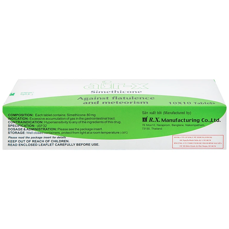 Viên nhai Air-X hương bạc hà chống đầy hơi và chướng bụng (10 vỉ x 10 viên)