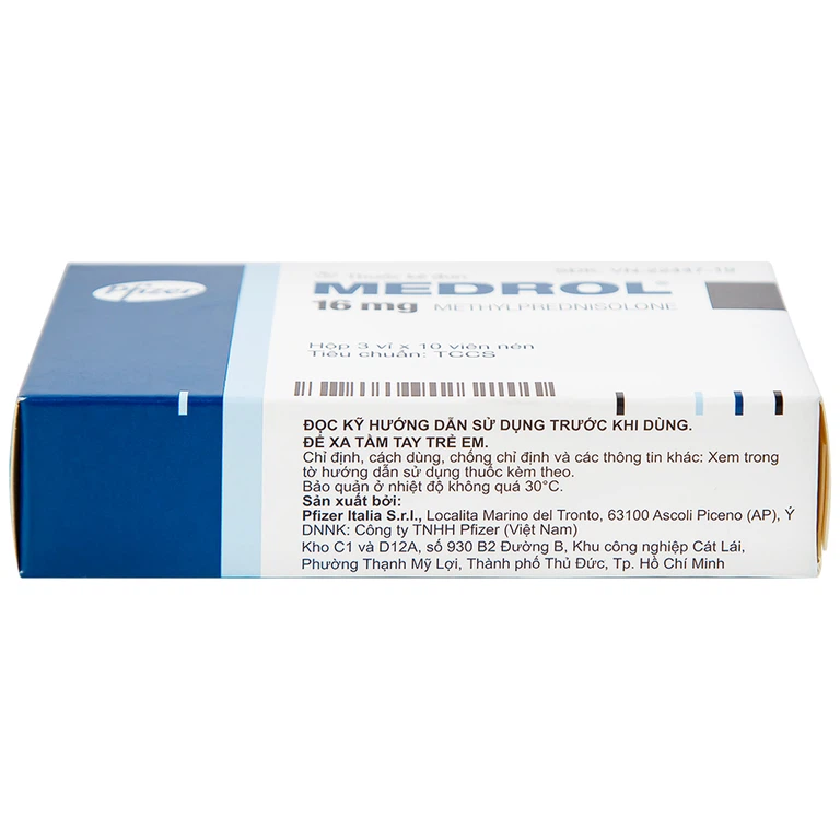 Thuốc Medrol 16mg Pfizer kháng viêm, điều trị rối loạn nội tiết, viêm tuyến giáp (3 vỉ x 10 viên)