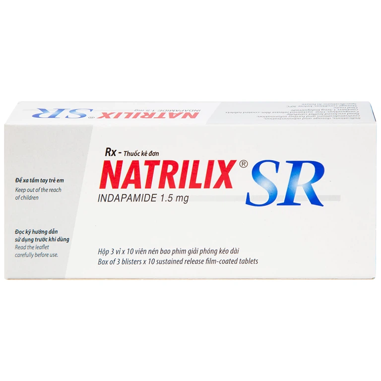 Viên nén Natrilix SR Servier điều trị tăng huyết áp nguyên phát (3 vỉ x 10 viên)