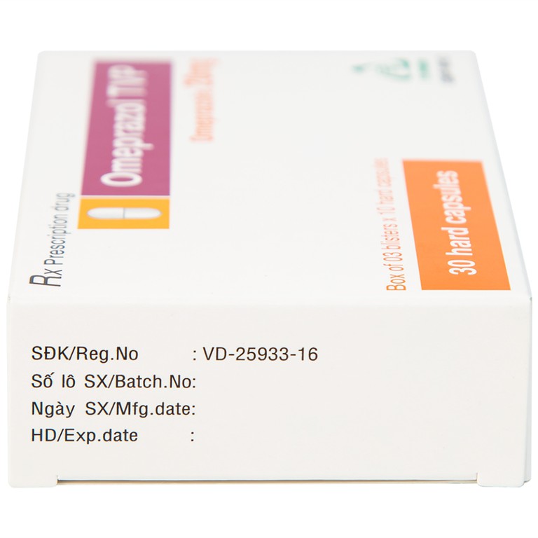 Viên nang cứng Omeprazol TVP 20mg điều trị loét tá tràng, viêm loét dạ dày (3 vỉ x 10 viên) 