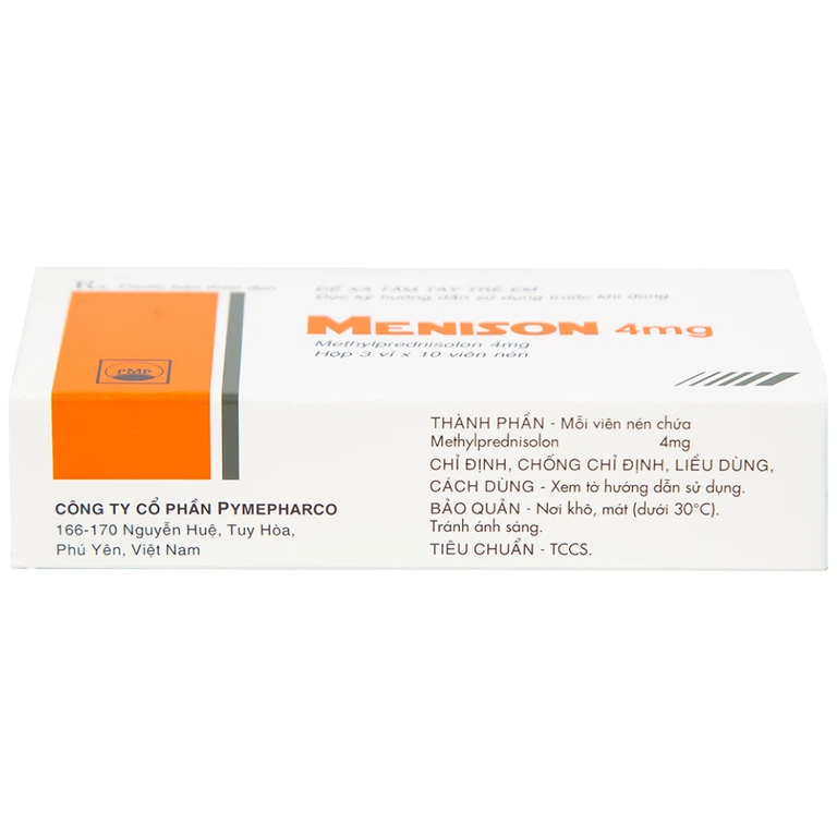 Thuốc Menison 4mg Pymepharco điều trị rối loạn nội tiết, viêm khớp, bệnh collagen (3 vỉ x 10 viên)