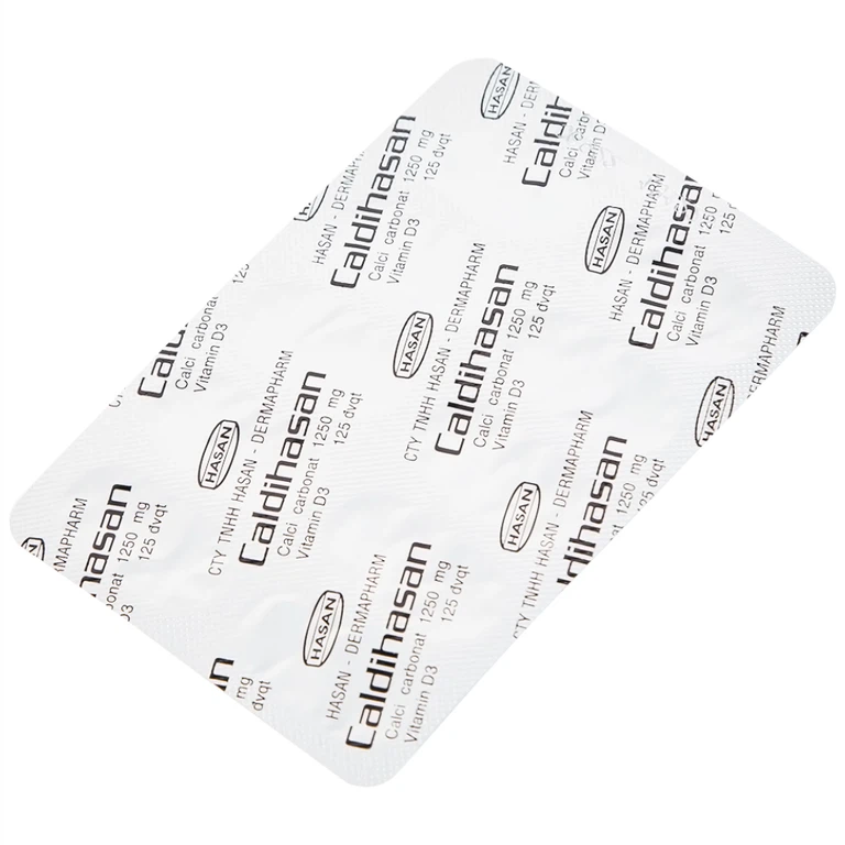 Thuốc Caldihasan Hasan phòng và điều trị thiếu hụt vitamin D, canxi (3 vỉ x 10 viên)