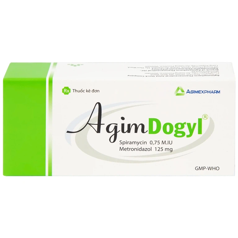 Thuốc Agimdogyl Agimexpharm điều trị nhiễm trùng răng miệng cấp tính, mạn tính (2 vỉ x 10 viên)