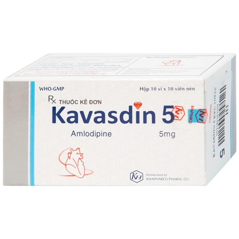 Thuốc Kavasdin 5 Khánh Hòa hỗ trợ điều trị tăng huyết áp (10 vỉ x 10 viên)