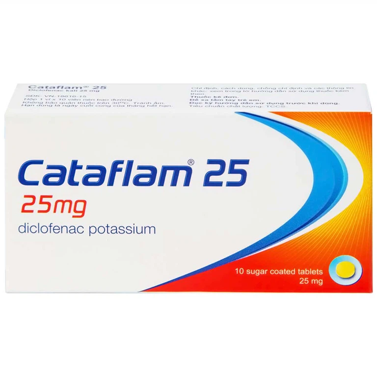 Thuốc Cataflam 25 Novartis điều trị đau sau chấn thương, viêm và sưng do bong gân (1 vỉ x 10 viên)