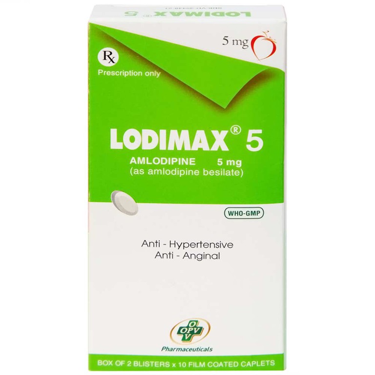 Viên nén Lodimax 5 OPV Pharma chống tăng huyết áp, đau thắt ngực (2 vỉ x 10 viên) 
