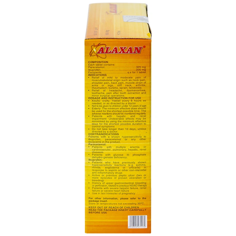 Thuốc Alaxan United giảm các cơn đau cơ xương, nhức đầu, đau bụng kinh, nhức răng (10 vỉ x 10 viên)