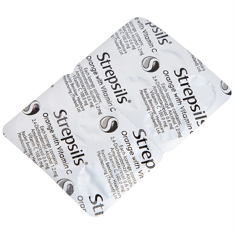 Viên ngậm Strepsils Orange with Vitamin C Reckitt Benckiser điều trị đau họng (2 vỉ x 12 viên)