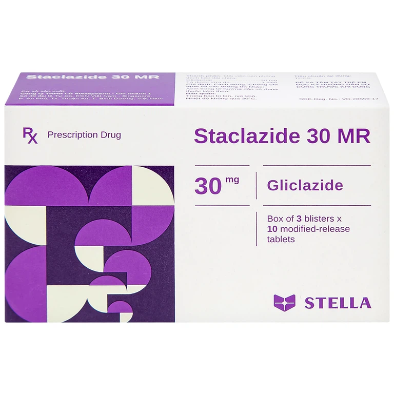 Thuốc Staclazide 30 MR Stella điều trị đái tháo đường típ 2 (3 vỉ x 10 viên)