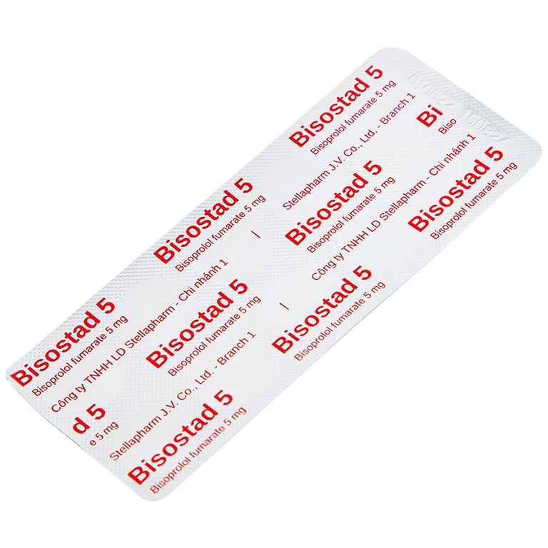 Thuốc Bisostad 5 Stella điều trị tăng huyết áp và đau thắt ngực (3 vỉ x 10 viên)