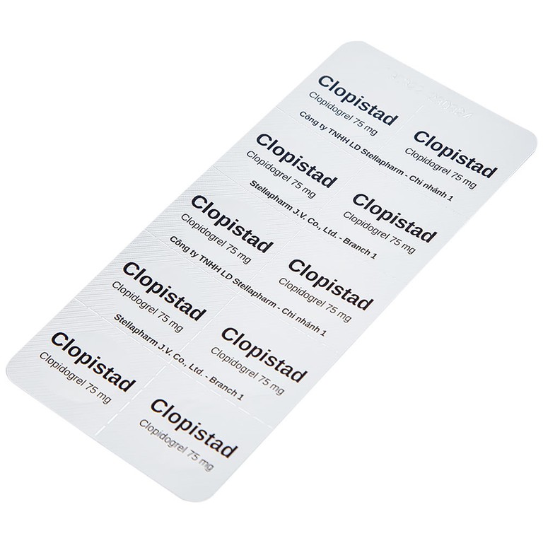 Thuốc Clopistad 75mg Stella phòng ngừa các biến cố do huyết khối động mạch (3 vỉ x 10 viên)