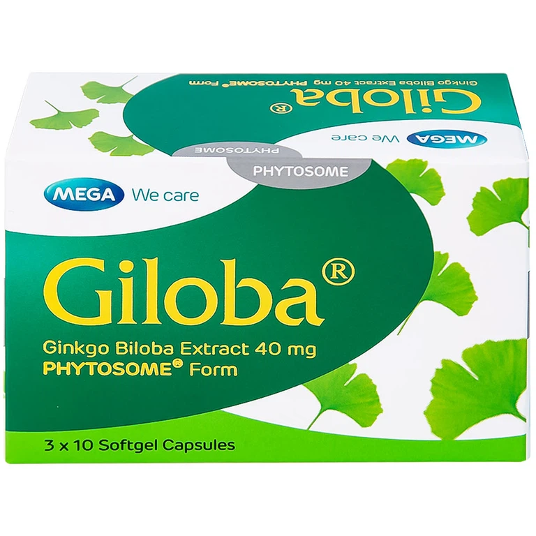 Thuốc Giloba 40mg MEGA We care điều trị suy tuần hoàn não (3 vỉ x 10 viên)