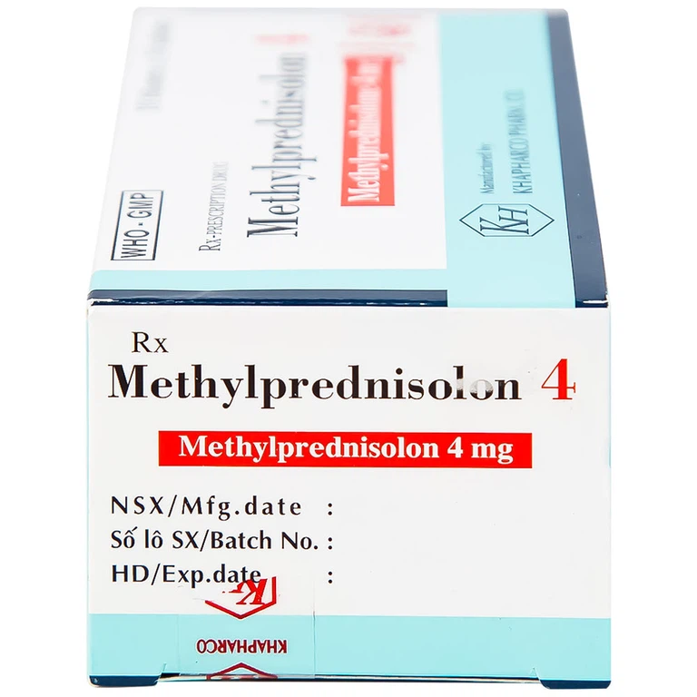 Thuốc Methylprednisolon 4 Khapharco kháng viêm, điều trị viêm khớp dạng thấp, lupus ban đỏ hệ thống (10 vỉ x 10 viên)