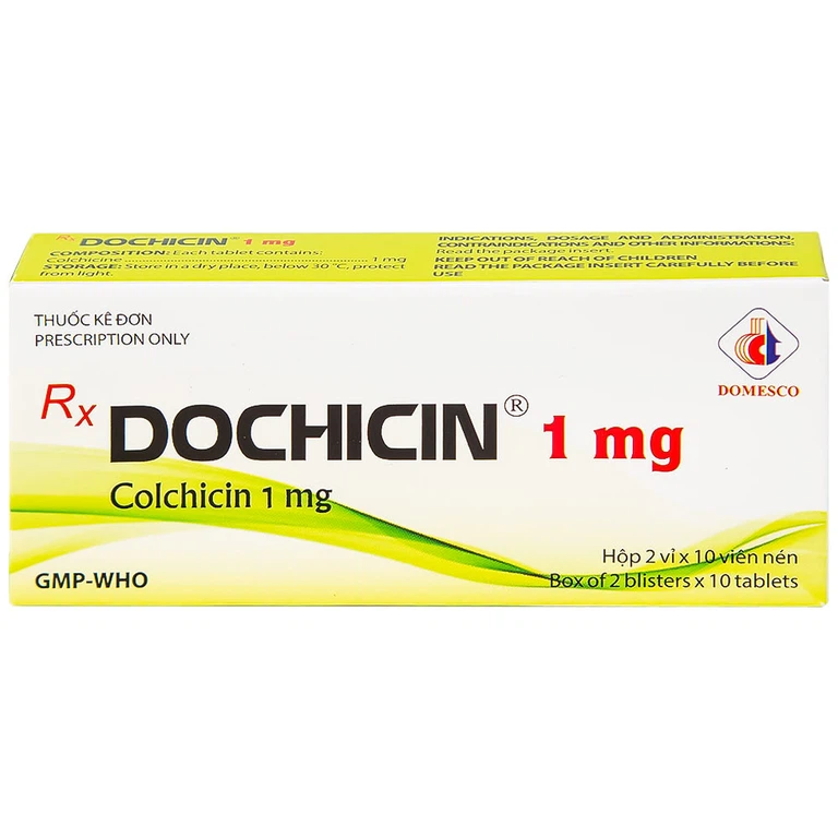Thuốc Dochicin 1mg Domesco điều trị bệnh gút cấp tính (20 viên)