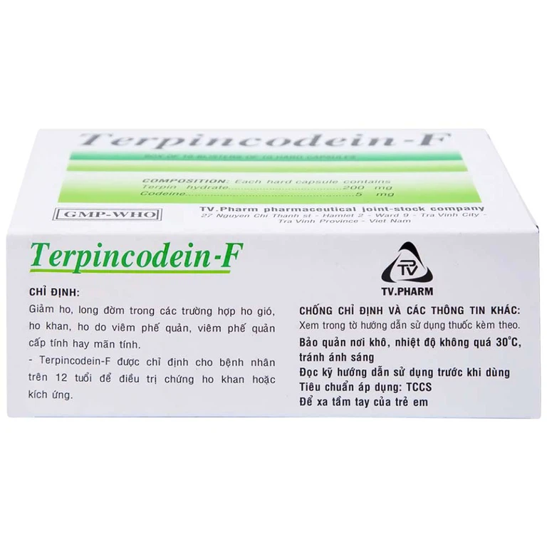 Thuốc Terpincodein-F giảm ho, long đờm (10 vỉ x 10 viên)