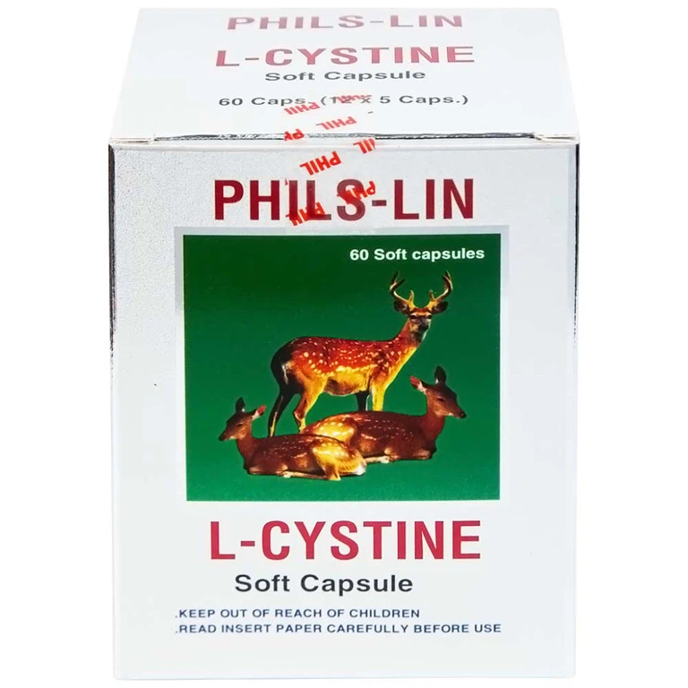 Viên nang mềm L-Cystine 500mg Phils Lin hỗ trợ điều trị viêm da do thuốc, sạm da, tàn nhang (12 vỉ x 5 viên)