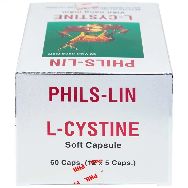 Viên nang mềm L-Cystine 500mg Phils Lin hỗ trợ điều trị viêm da do thuốc, sạm da, tàn nhang (12 vỉ x 5 viên)