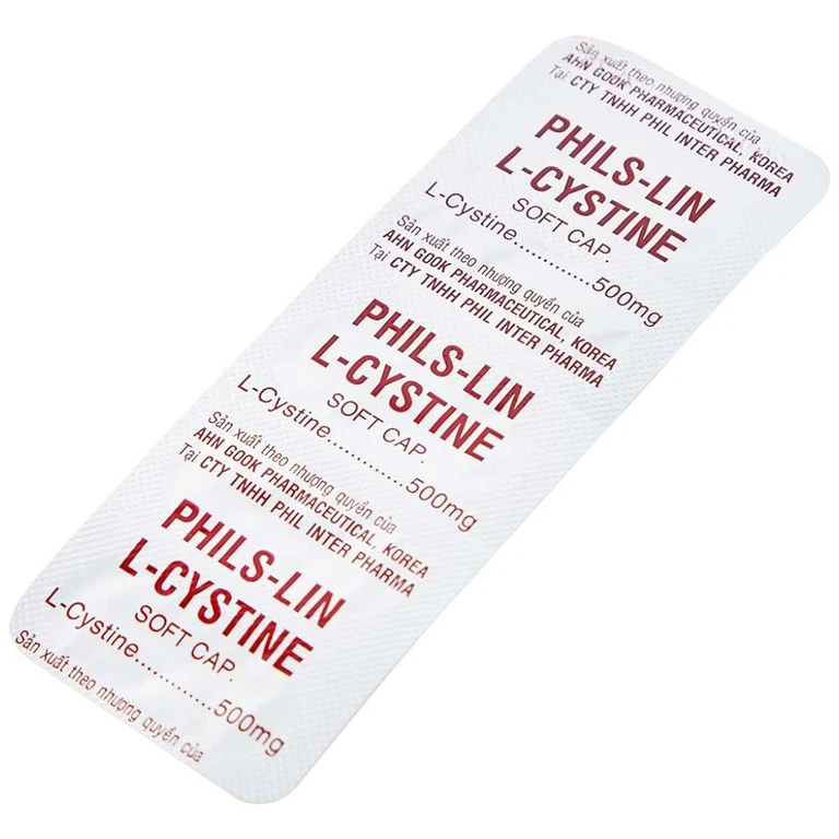 Viên nang mềm L-Cystine 500mg Phils Lin hỗ trợ điều trị viêm da do thuốc, sạm da, tàn nhang (12 vỉ x 5 viên)