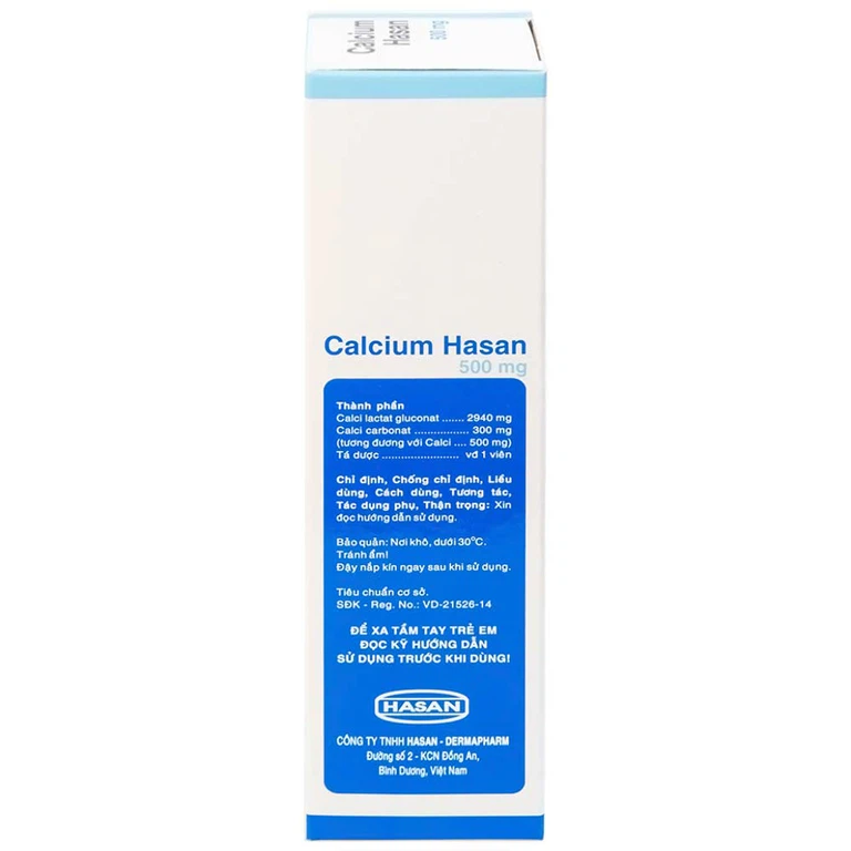 Viên sủi Calcium Hasan 500mg phòng và hỗ trợ điều trị bệnh loãng xương (20 viên)