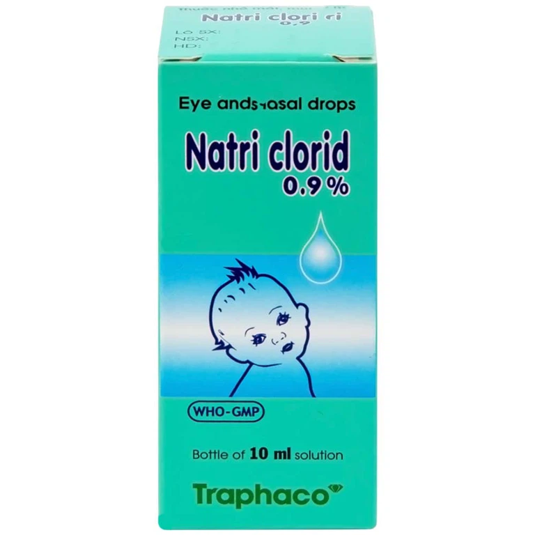 Thuốc nhỏ mắt, mũi Natri Clorid 0,9% Traphaco giảm nghẹt mũi, chảy mũi, viêm mũi dị ứng (10ml)