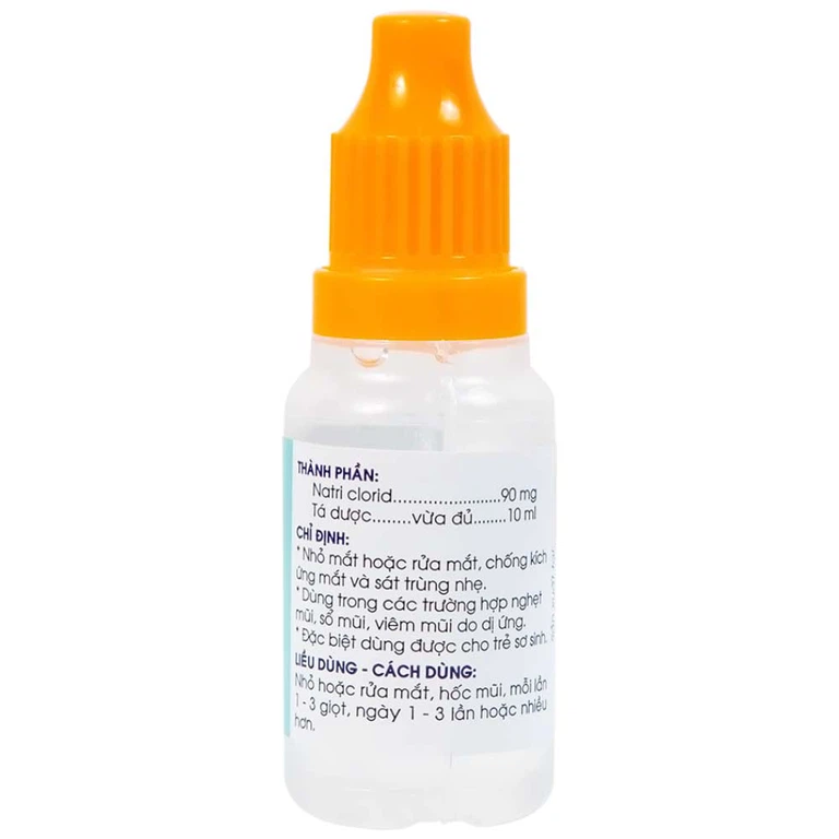 Thuốc nhỏ mắt, mũi Natri Clorid 0,9% Traphaco giảm nghẹt mũi, chảy mũi, viêm mũi dị ứng (10ml)