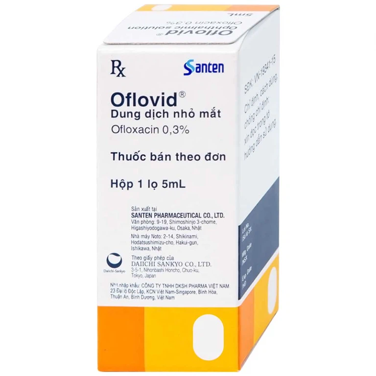 Thuốc nhỏ mắt Oflovid Santen điều trị viêm bờ mi, viêm túi lệ, lẹo, viêm kết mạc, viêm sụn mi (5ml)
