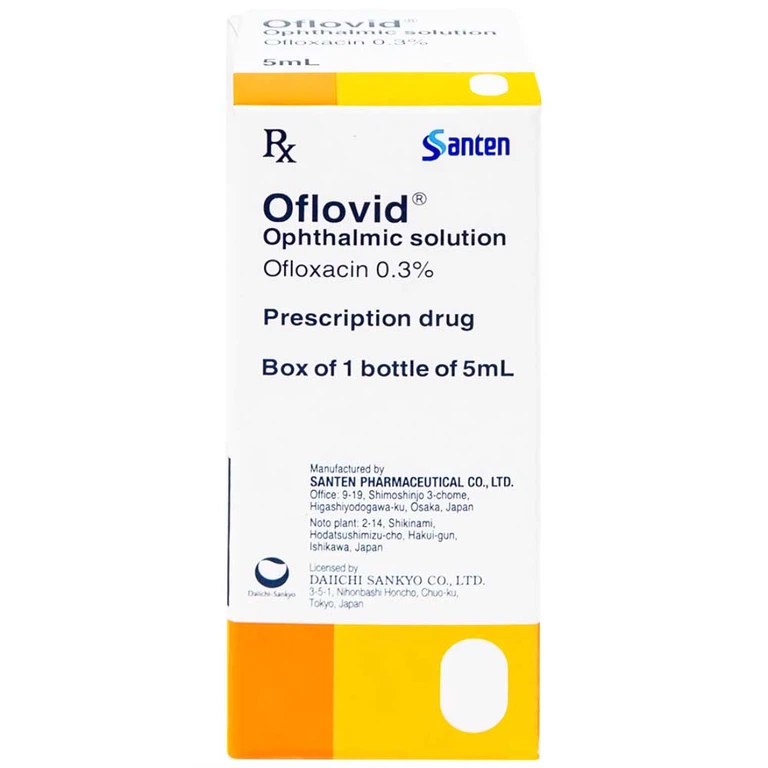 Thuốc nhỏ mắt Oflovid Santen điều trị viêm bờ mi, viêm túi lệ, lẹo, viêm kết mạc, viêm sụn mi (5ml)